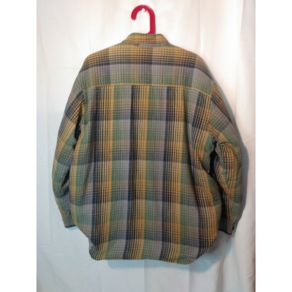 Dakota Men Lined Button Up Green Yellow Fleece Shaket Shirt Size L - Picture 4 of 7